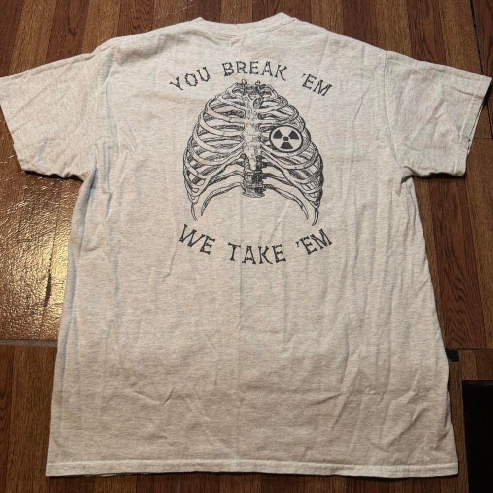 Gildan Grey Vtg Virginia Radiography Break Em Skull‎ Shirt Fits Small